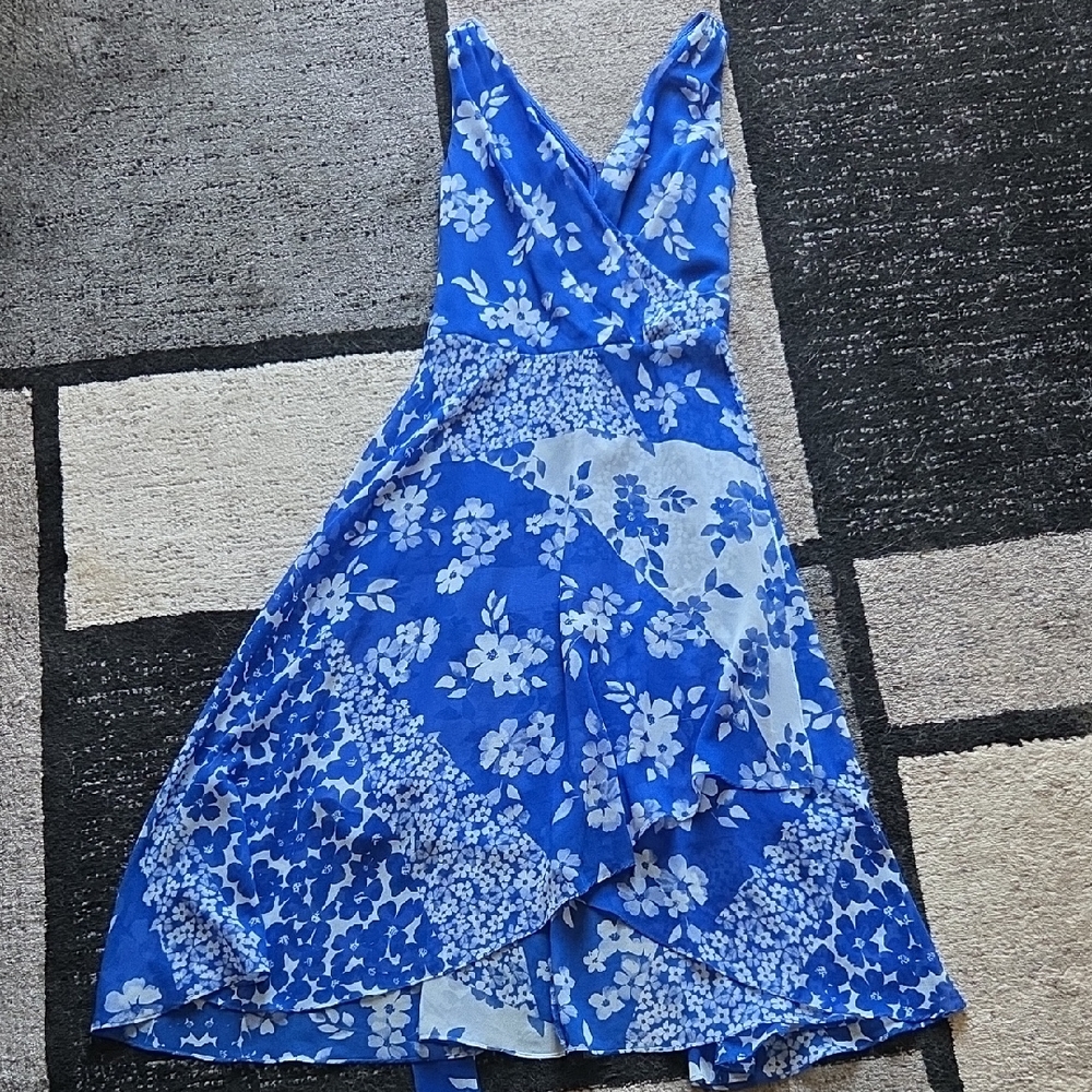 DKNY Blue Floral High Low Dress
